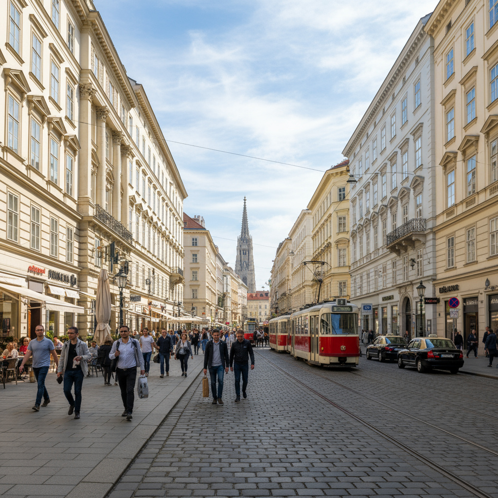 Vienna street with historic facades